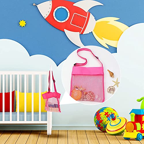 Bolsa de playa para niños pack de 10 bolsas de malla con asas ajustables para conchas 7