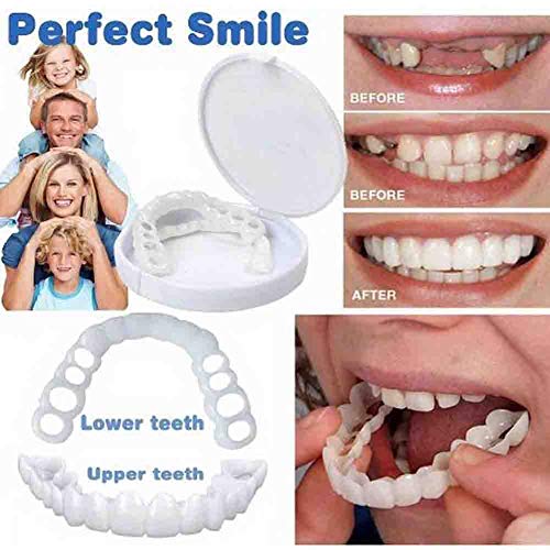 NSWD 5 Pair Cosmetic Teeth, Perfect Smile Whitening Denture,Fake Cosmetic Simulation Teeth Comfort Fit Whitening Flex Denture Cover