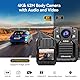 CAMMHD V8 Pro 512GB 2160P Body Cam 42MP wasserdicht Loop-Aufnahme 2 * 2200mAh Batterien mit 10 Stunden Bodycam körperkamera Polizei mit tragbarer Audio- und Videoaufzeichnung für die Tagungen/Wandern