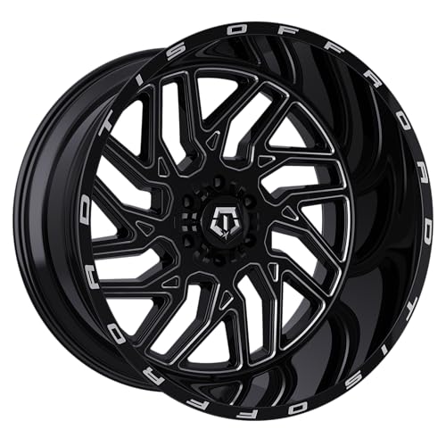 TIS 544BM 22X12 Gloss Black w/Milled Accents Wheel - 6X135 / 6X5.50 Bolt Pattern, 44mm Offset, Hub...