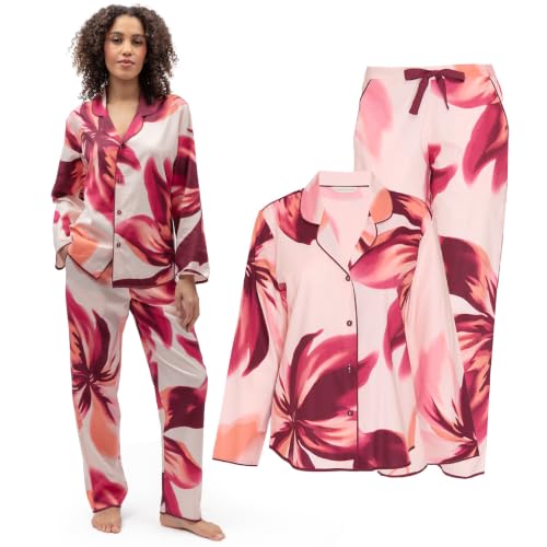 Image of Cyberjammies Blush Botanica Women's Floral Print Pyjama Set | Cotton Modal Ladies Pyjamas with Pyjama Bottoms