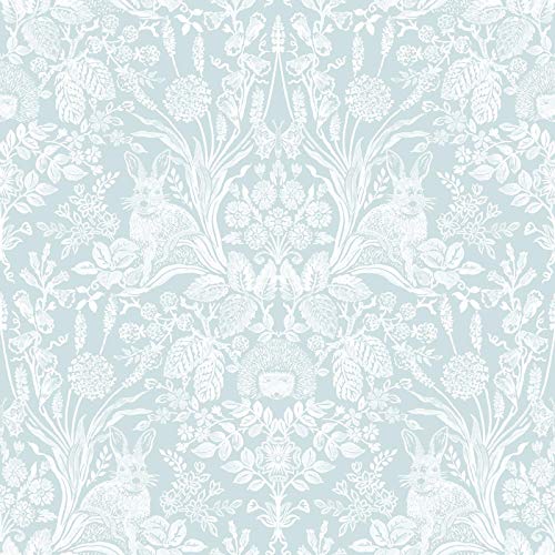World of Wallpaper Harlen Woodland Damask Wallpaper Animals Leaves Wall Paper for Walls Living Room, Lounge, Bedroom, Hallway, Feature Wall 50341 (Duck Egg)