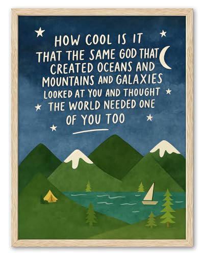 KensTro Natural OAK Wood Same God Creation Framed Wall Art,12x16in