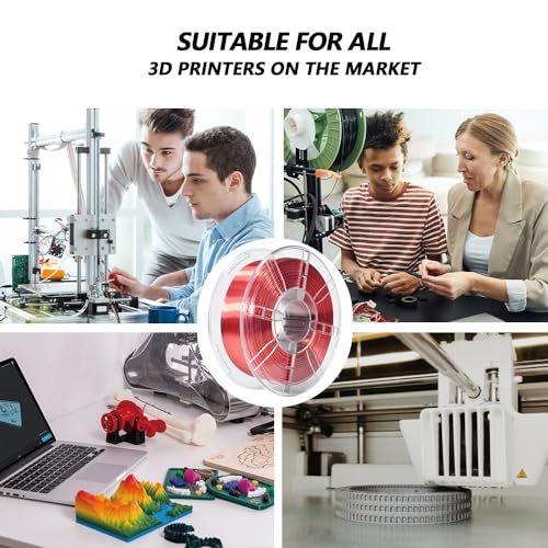 Image of iBOSS PLA+ 3D Printer Filament, Silk PLA PRO Filament 1.75mm Dual Color 3D Filament, Shiny Silk Color Change 3D Printing Filament 1KG /2.2lb, Compatible with Most FDM Printer, Silk PLA Plus Red Black