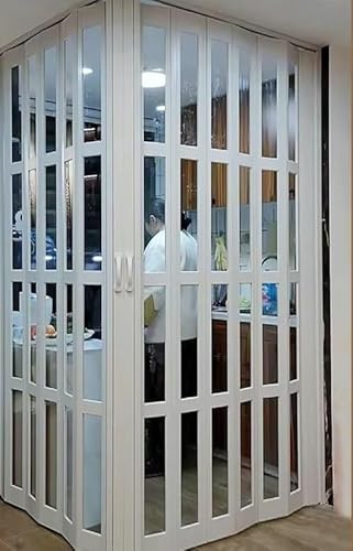 Porte pliante Concertina en forme de L - En plastique PVC - Solution intérieure coulissante pour coin de cuisine et cabine de douche