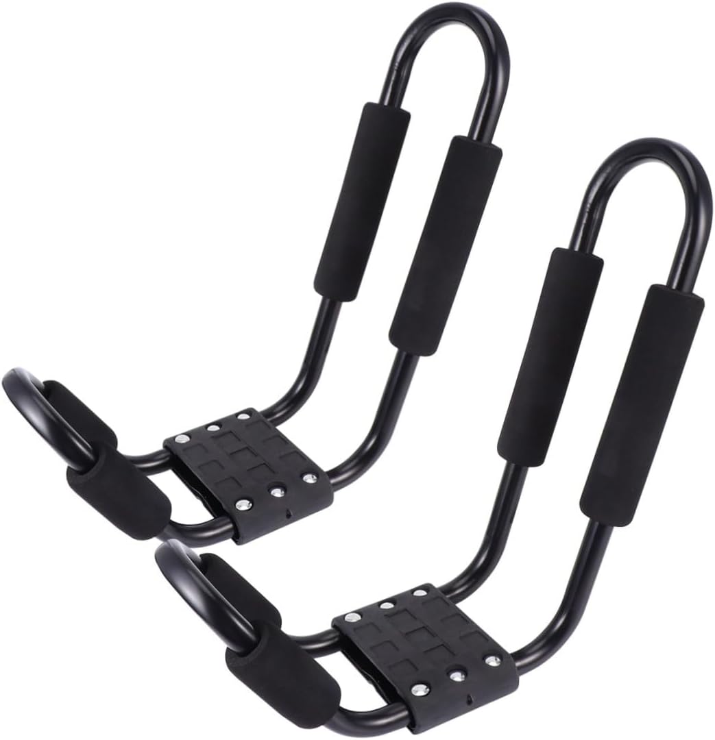 Kisangel Detachable Kayak Roof Rack for Car, 2pcs Canoe and Ski Board Carrier, Black Car Roof Luggage Frame for Outdoor Water Sports and Travel