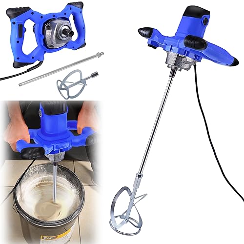 Hormigoneras Electricas 2600W Mezcladora de Mortero, Batidora Mortero Cemento Profesional, Taladro Mezclador de Mortero Eléctrico 6 Velocidades Ajustables, Mezclador de Pintura Portátil con Hélice M14