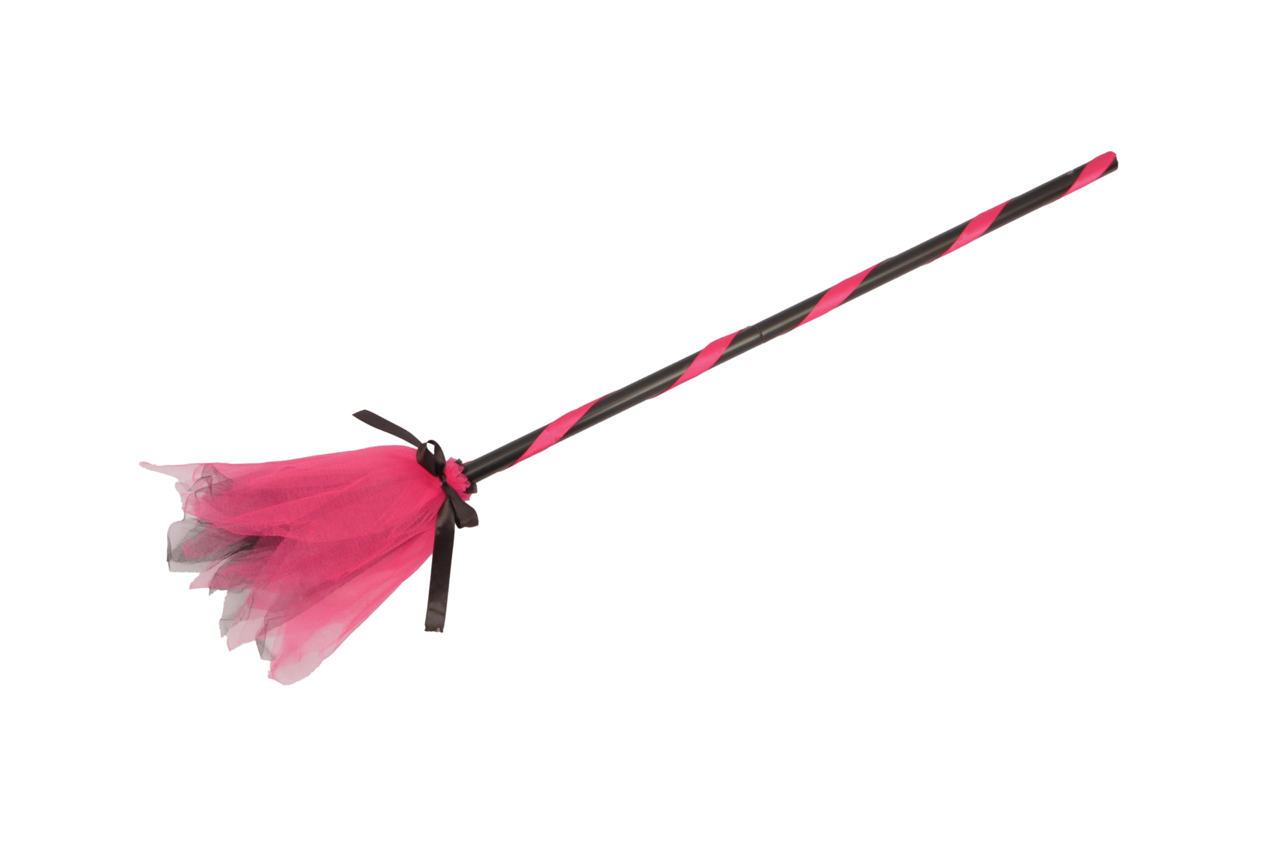Ciao Witch Broom for disguise (85cm, detachable) with two-tone tulle, pink/black