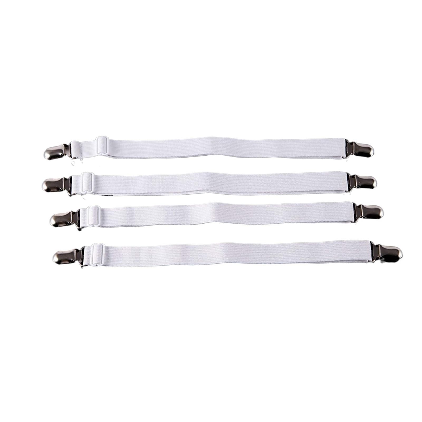 PFMSAAF bed sheet clips Bed Sheet Suspenders Adjustable Holder Straps Fasteners Heavy Duty Grippers for Mattress 30-55cm for bed(WHITE)