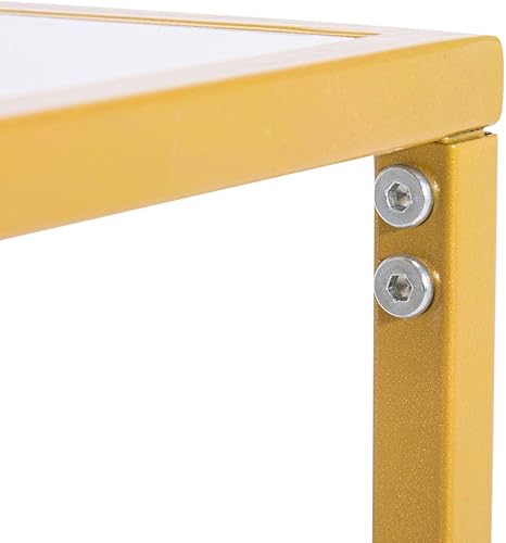 Miniatura 7 de Modern Style Porch Table with Faux Marble Surface and Sturdy Metal Legs 106x28x76cm White