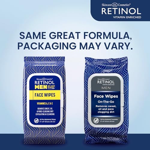 Retinol Men Facial Wipes Anti-Aging Cleansing Towelettes - Quickly cleanse face from sweat, oil and pore-clogging dirt without any heavy residue - Image 3