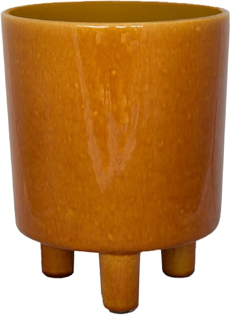 Ivyline Pisa Premium Glaze Ceramic Planter in Mustard - Stylish, UV Stable & Waterproof Premium Quality Indoor Decorative Flower Pot - H19cm x D16cm