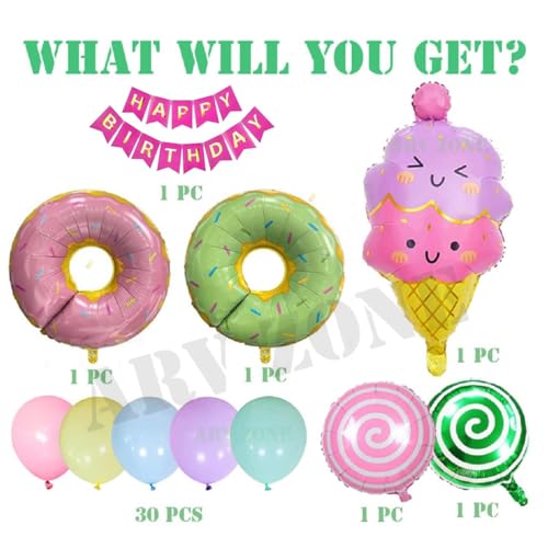 Image of Donut Ice Cream Theme Birthday decorations, Candy Birthday Foil Balloon Decorations Girls Kids Birthday Baby Shower,Birthday Balloons, Donut theme birthday decorations | ARV ZONE (Icecream 5th)