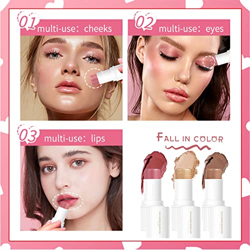 Sunny Light 3 Pack Multi Face Makeup Stick Contour Bronzer Highlighter Blush Stick Shimmer Glitter Bronzer Sticks For Cheek Eye, Face Brighten Contouring Shaping Blushes For Older Women #TOP4