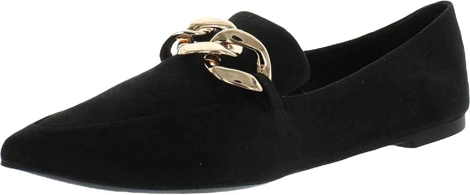 Steve Madden Women's Famed Loafer Flat, Black Suede, 8.5
