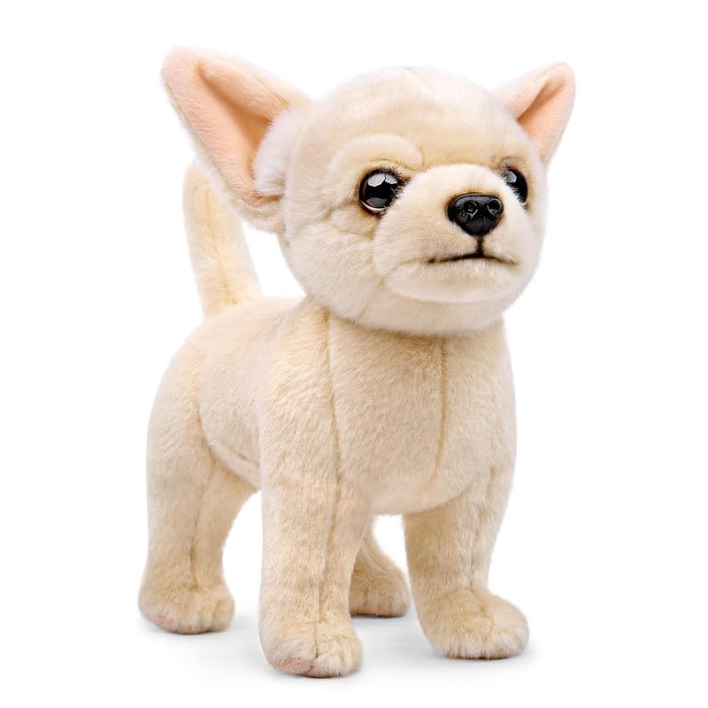 PuffPurrs Peluche de Chihuahua Simulation 25cm, Jouet en Peluche de Chien Chihuahua Mignon, Modèle de Jouet Chiot, Collection de Cadeaux pour Enfants