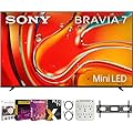 Sony BRAVIA 7 K55XR70 55 inch 4K HDR Smart QLED Mini-LED TV Bundle with Premiere Movie Streaming Package & TV Setup Bundle with Wall Mount + Surge Adapter + HDMI Cable & More (2024 Model)