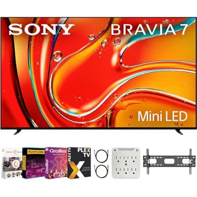Sony BRAVIA 7 K55XR70 55 inch 4K HDR Smart QLED Mini-LED TV Bundle with Premiere Movie Streaming Package & TV Setup Bundle with Wall Mount + Surge Adapter + HDMI Cable & More (2024 Model)