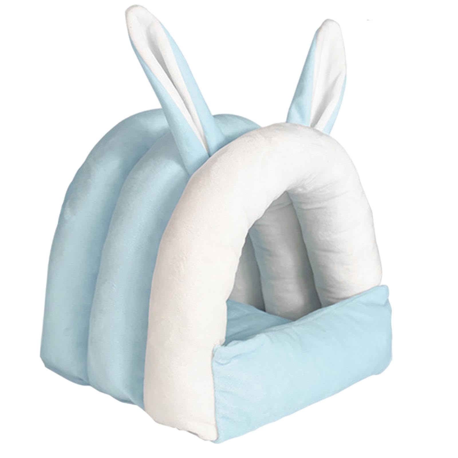 Gralara Maison de Lit pour Lapin et Cochon d'Inde, Grotte pour Petits Animaux, Bleu