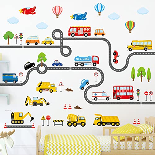 DECOWALL SG3-2308 The Road and Transports Kids Wall Stickers Decals Peel and Stick Removable for Nursery Bedroom Living Room Art murals Decorations - Image 2