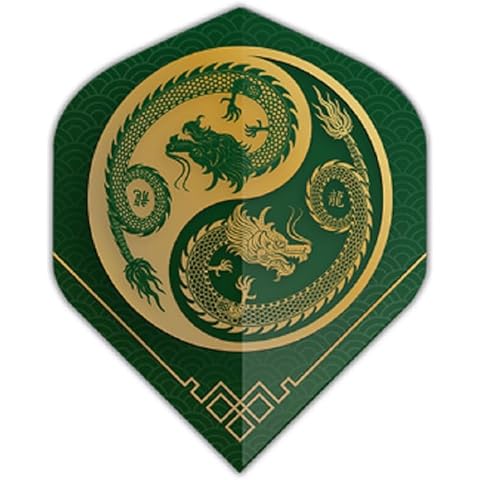 US Darts Pentathlon Dragon (Green) Standard Dart Flights - 3 Sets (9 Flights) - 100 Micron - Limited Release Cover