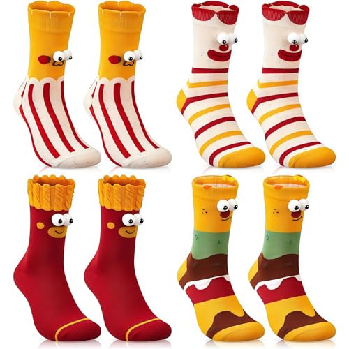 AuraFusion 4 Pares de calcetines divertidos, calcetines de ojos