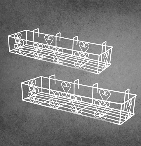 Image of IRON LANDS Railings Pot Stand, Hanging pot stands for plants in balcony Railing Gamla for Decoration Items Indoor Outdoor Stand for Home Living Room Garden Decor (Pack of 2 - White)