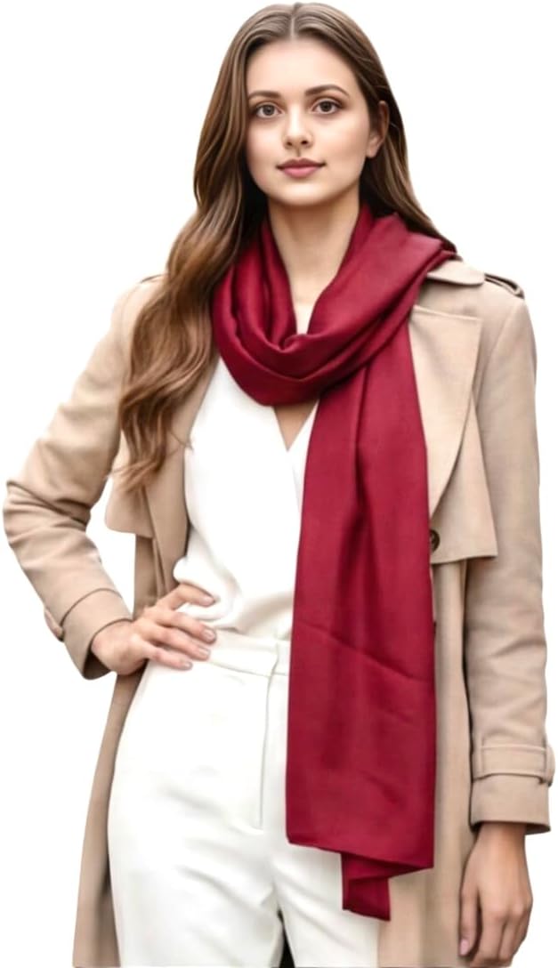 LA FERANI Dames zijden sjaal 100% zijde halsdoek zijden doek 180x90cm effen kleur voor pak formele gelegenheden stola zakelijke stijl cadeau voor jou, roze, 180x90