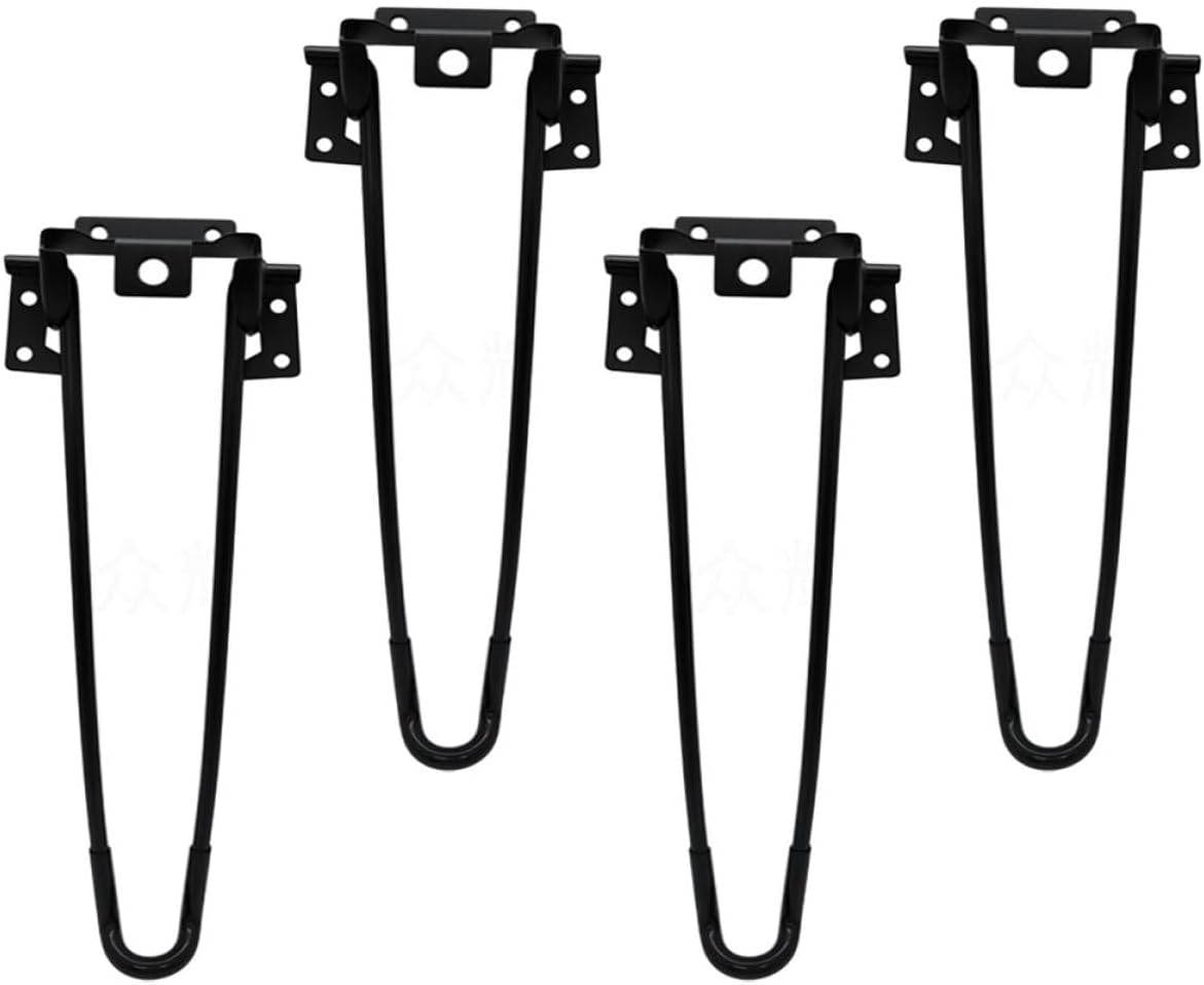 Zerodeko 4pcs Black Folding Table Legs Steel Hairpin Furniture Legs Easy Install Computer Desk for DIY Home Office Bedside Tables 450mm