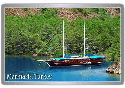 Marmaris Turkey Yacht Marine Boat - Souvenir Fridge Magnet (Large: 90x60mm)
