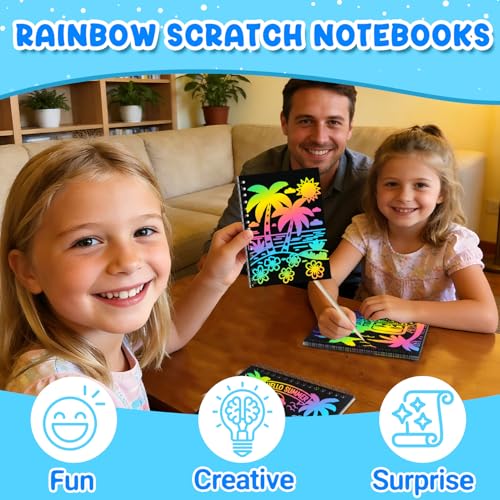 Image of ZMLM 24 Pack Rainbow Art Scratch Notebooks for Kids Birthday Party Favors