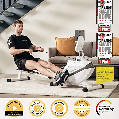 SportPlus Roeitoestel voor thuis, inklapbaar, stille magneetrem, kogelgelagerde roeistoel, compatibel met borstband, trainingscomputer, gebruikersgewicht tot 150 kg - Afbeelding 3