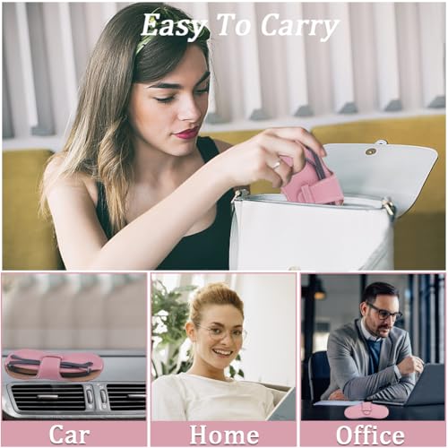 Image of CREATCABIN Leather Sunglasses Case Portable Glasses Bag Slim Case Lightweight Travel Eyeglasses Holder Cover Pouch with Fiber Soft Cleaning Cloth for Women Men Holiday Vacation 6.9x3.4 Inch Pink
