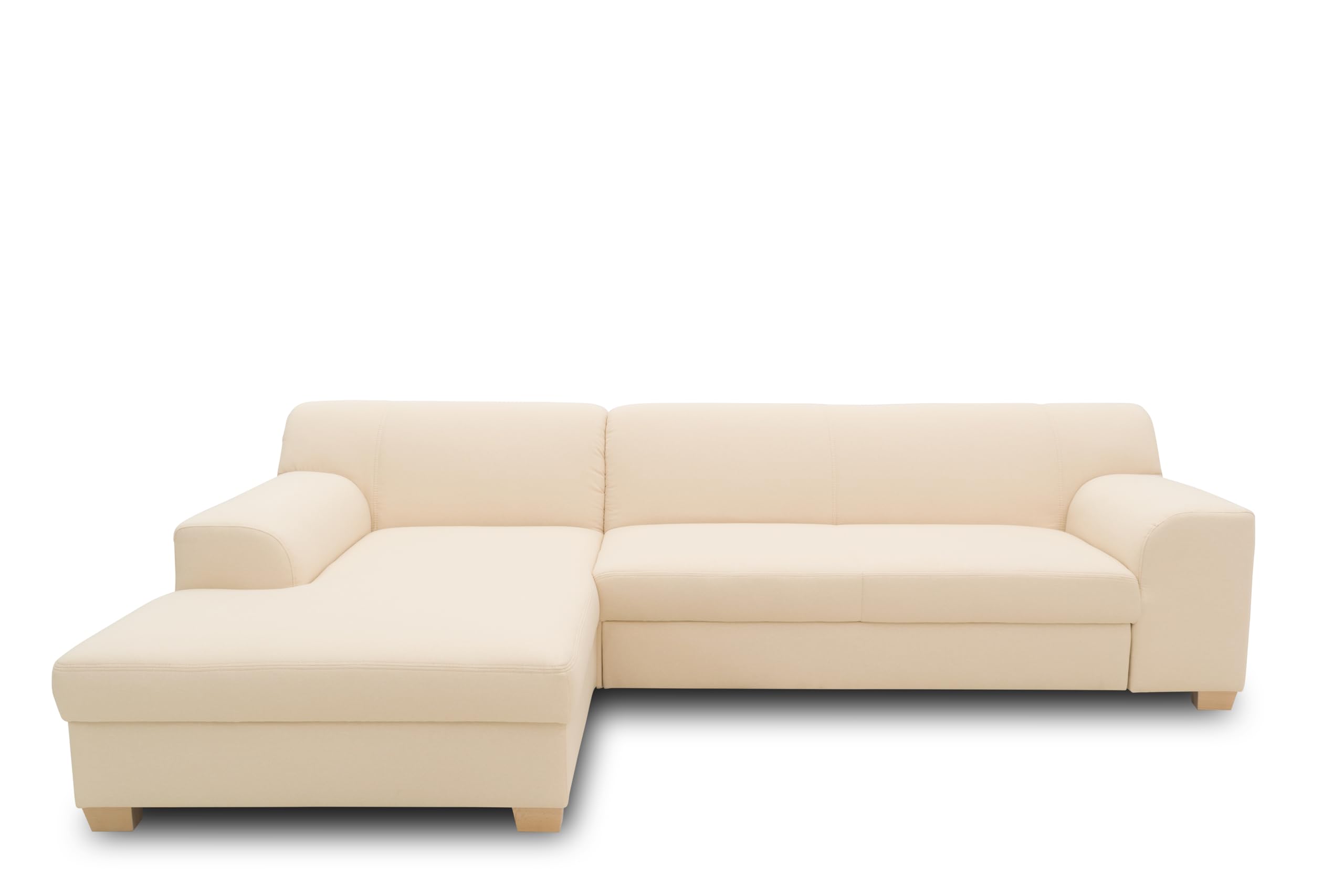 DOMO. collection Tinos Petit canapé-lit d'angle Convertible en Forme de L avec Fonction Convertible, canapé d'angle rembourré, 273 x 157 x 74 cm (l x p x h), Beige
