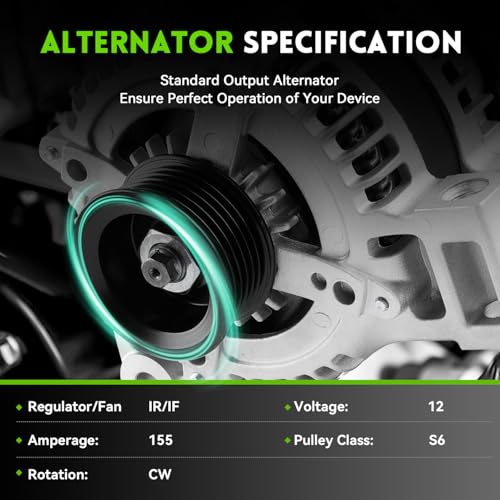 Image of 155A New Alternator 3.6L Compatible with Chevy 2008-2017 Equinox, 08-12 Malibu, 13-17 GMC Terrain, 08-09 Pontiac Torrent Saturn Aura, 07-09 Suzuki XL-7, 08-10 Vue 1042102890 11250N