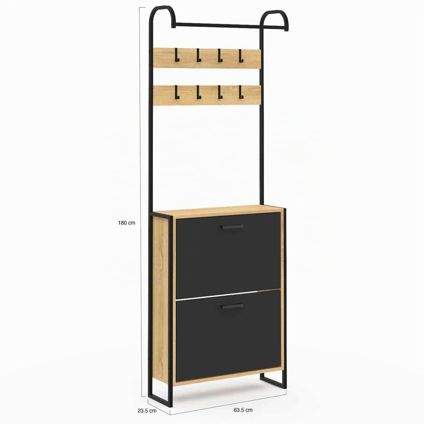 IDMarket - Vestiaire d'entrée Boston Meuble Chaussures 2 Portes Bois et Noir