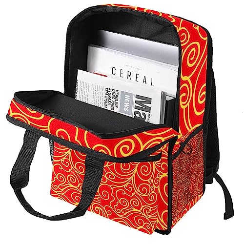 Sac à dos garçons motif nuages chinois multicolore ajustable école - 3
