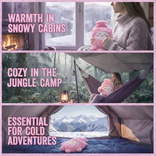 Image of Rabbit Hot Water Bottle with Plush Cover & Hand Warmer Pocket 1000ML Premium Heating Bag for Pain Relief & Menstrual Cramps Hot & Cold Therapy for Arthritis, Injury, Back Pain & Joint Stiffness (Blush Pink)