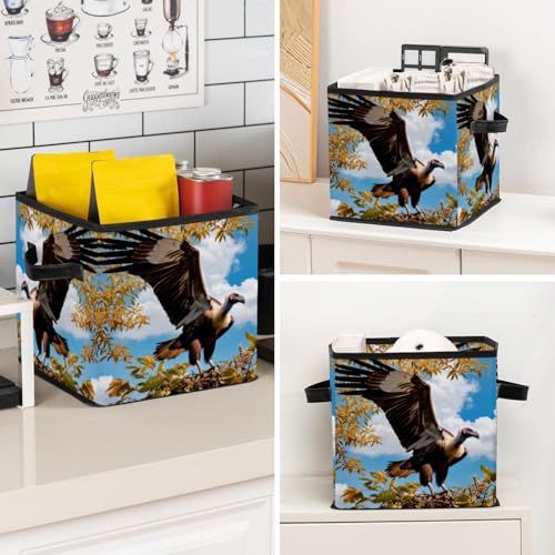 Boîte de rangement pliable panier cube étagère dressing joli vautour - 8