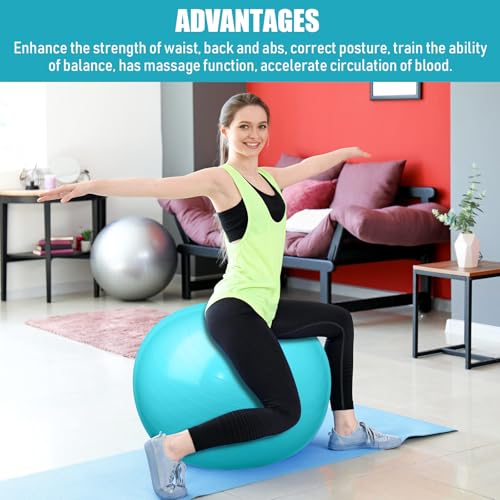 Image of Leyndo 4 Pcs 26 Inch Yoga Exercise Ball Pilates Pregnancy Birthing Fitness Ball with Quick Pump Anti Burst for Improved Posture, Balance, Yoga, Pilates, Training