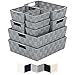 Woven Storage Baskets For Organizing - Set Of 9 Fabric Empty Organizer Bins With Handles - Great Bin For Organization, Linen Closet Shelves & Bathroom Basket. Empty Baskets For Gifts - (Dark Grey)
