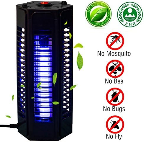 PrettyQueen Indoor Outdoor Mosquito Trap Bug Zapper Electronic Mosquito Killer Lamp Pest Bug Killer Trap Night Light UV LED Insect Fly Killer for Home Garden Camping Travel Black (Black New)