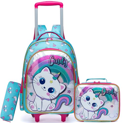 HTgroce Cartable a Roulette Fille CP, Chat Sac Dos...