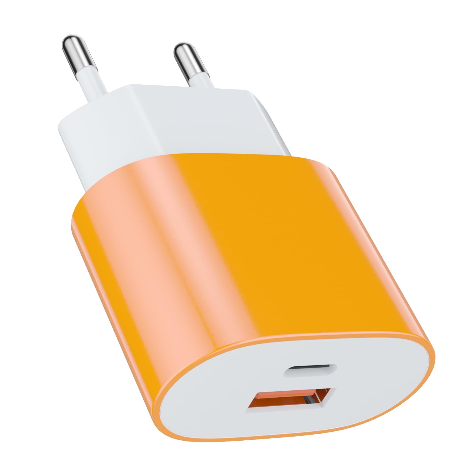 25W USB Typ-C Schnellladegerät Ladeadapter netzteil 15W USB Typ-A Ladegerät（Orange 1 Stück）für:iPhone 16/16 Pro/16 Pro Max/16 Plus/15 14 13 12 11 Pro Max X XS Samsung Galaxy S24 S23 S22 S21 S10 S9 S8