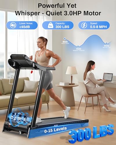 Image of ATEEDGE Treadmills for Home with 15% Auto Incline, 3.0HP Folding Running Machine, 300 lb Capacity, Shock Absorption, Bluetooth App, Space Saving Design