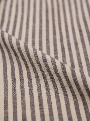 Image of The Souled Store Cotton Linen Stripes: Prism Men and Boys Long Sleeve Collared Neck Button Front Regular Fit Cotton Linen Shirt