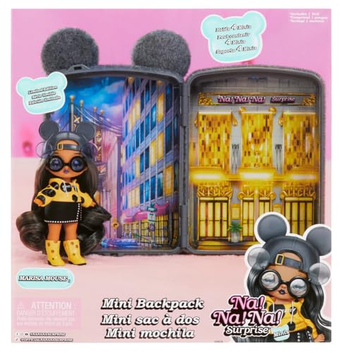 Na Na Na Surprise Mini Backpack Series 2 Marisa Mouse Fashion Doll, Fuzzy Gray Mouse Backpack, Gift for Kids, Ages 4 5 6 7 8+ Years2