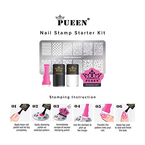 image for PUEEN Nail Art Stamping Starter Kit - Unique DIY Nailart Stamping Poli