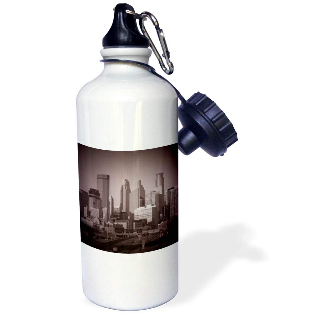 3dRose Vintage View of Minneapolis Sports Water Bottle 21 oz White