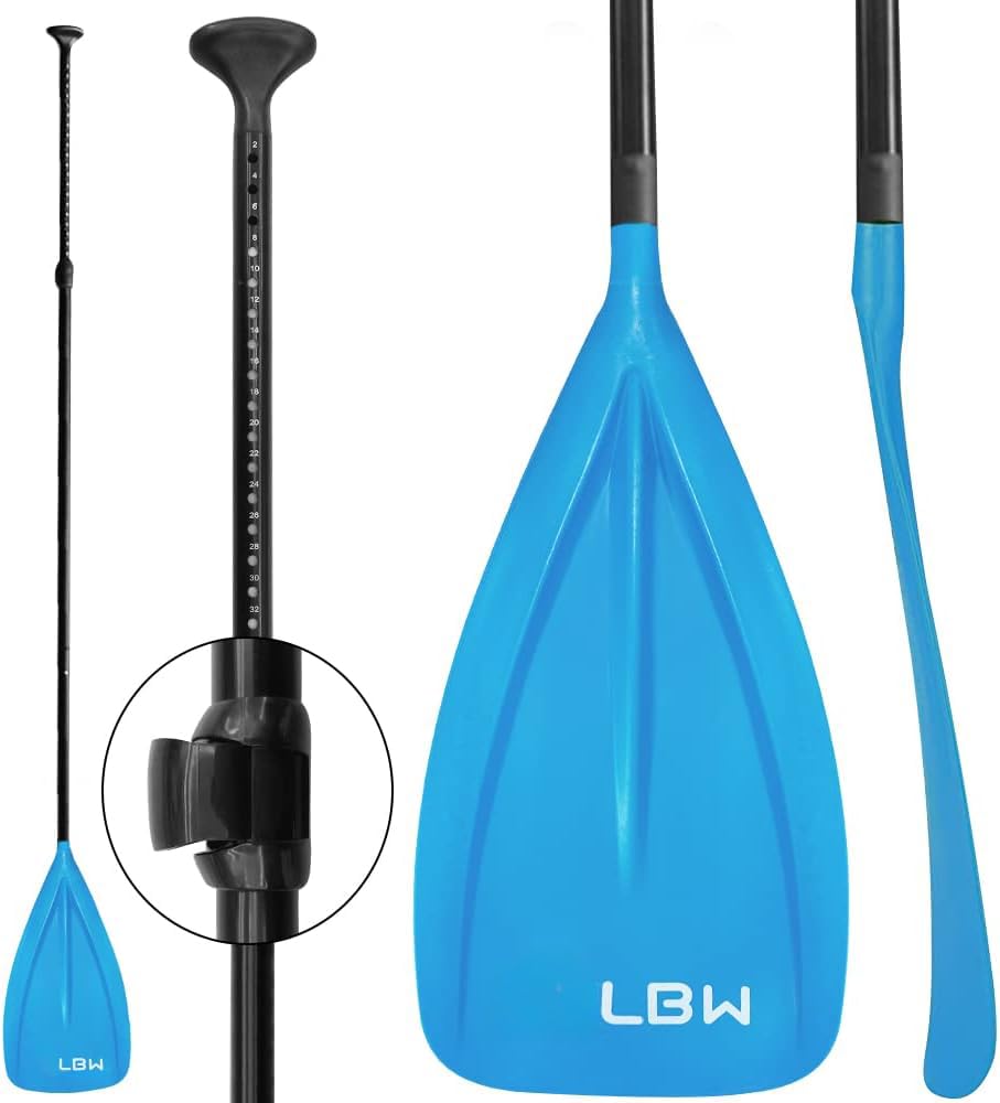 LBW Stand Up Paddle Board Paddle - 3 Pieces Adjustable Aluminium Alloy Floating SUP Paddle with Storage Bag, Portable Durable Oars